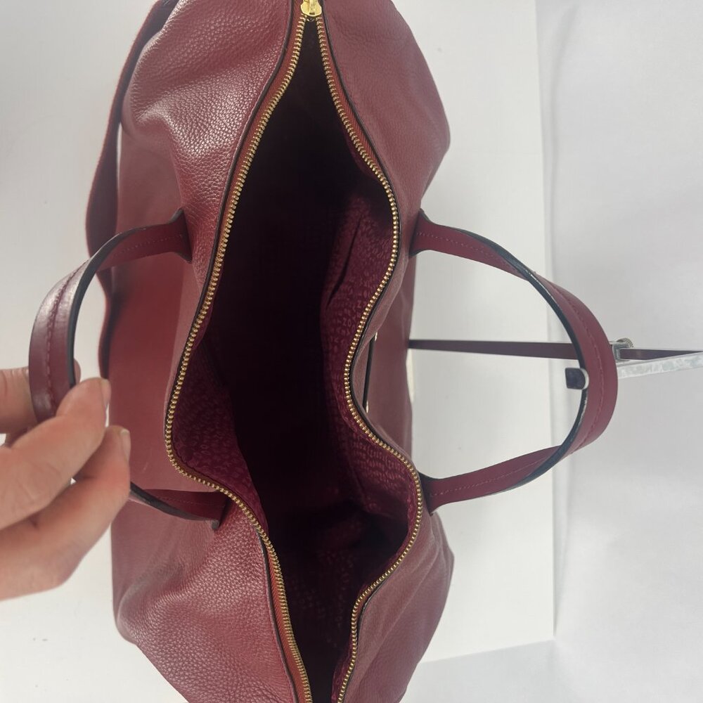 Kate Spade Filipa Pebbled Leather Duffle Overnight Weekend Bag Burgundy - Picture 15 of 17